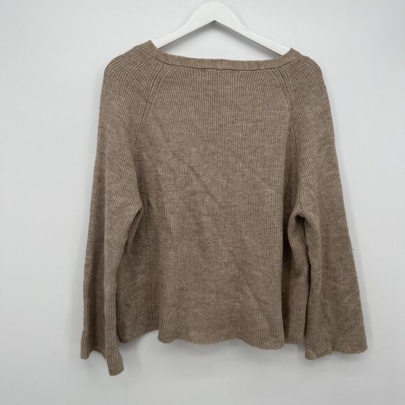 Fantasy Tan V Neckline Sweater Size Small Ribbon Detail Boho Small Wool Blend - Picture 8 of 8
